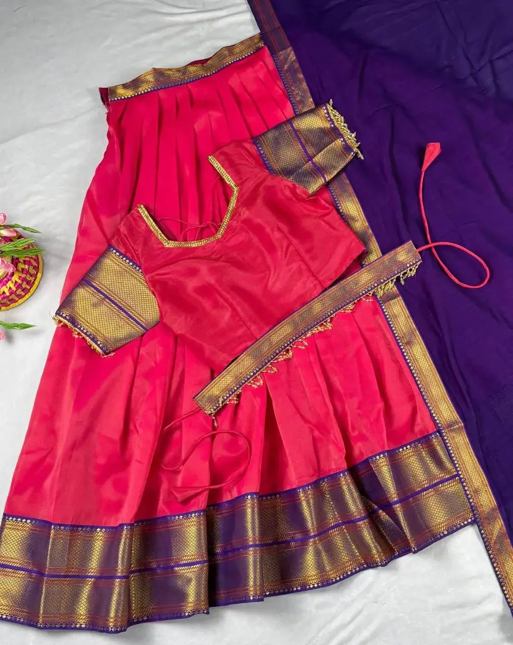 Rani Pink Kanchipuram Zari Cotton Lehenga